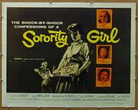 j409 SORORITY GIRL half-sheet movie poster '57 AIP, bad girl confessions!