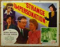 j421 STRANGE IMPERSONATION half-sheet movie poster '46 film noir!
