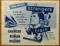j532 STRANGERS ON A TRAIN half-sheet movie poster R57 Hitchcock, Granger