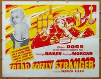 j470 TREAD SOFTLY STRANGER half-sheet movie poster '58 sexy Diana Dors!
