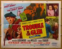 j472 TROUBLE IN THE GLEN half-sheet movie poster '54 Orson Welles, Lockwood