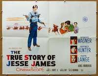j473 TRUE STORY OF JESSE JAMES half-sheet movie poster '57 Nicholas Ray