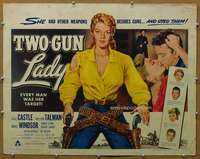 j477 TWO-GUN LADY half-sheet movie poster '56 sexy Peggie Castle w/guns!