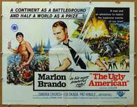 j478 UGLY AMERICAN half-sheet movie poster '63 Marlon Brando, Eiji Okada