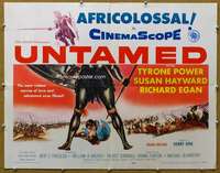 j480 UNTAMED half-sheet movie poster '55 Tyrone Power, Susan Hayward