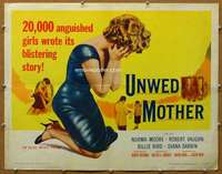 j481 UNWED MOTHER half-sheet movie poster '58 Vaughn, very bad girls!