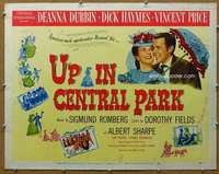 j482 UP IN CENTRAL PARK half-sheet movie poster '48 Vincent Price, Durbin
