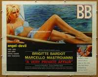 j483 VERY PRIVATE AFFAIR half-sheet movie poster '62 sexy Brigitte Bardot!