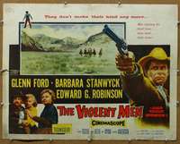 j486 VIOLENT MEN style B half-sheet movie poster '54 Glenn Ford, Stanwyck