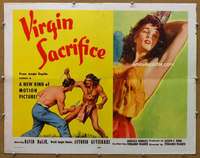 j489 VIRGIN SACRIFICE half-sheet movie poster '59 classic sexy image!