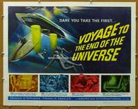 j491 VOYAGE TO THE END OF THE UNIVERSE half-sheet movie poster '64 sci-fi!