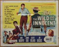 j504 WILD & THE INNOCENT half-sheet movie poster '59 Audie Murphy, Dru