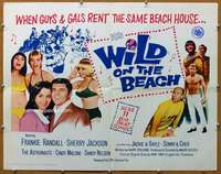 j505 WILD ON THE BEACH half-sheet movie poster '65 Sonny & Cher, teen rock!
