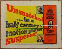 j507 WITNESS FOR THE PROSECUTION style B half-sheet movie poster '58 Wilder