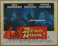 j516 ZERO HOUR half-sheet movie poster '57 Dana Andrews, Linda Darnell