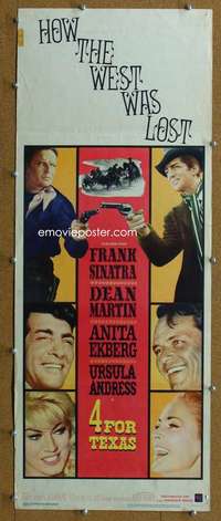 j564 4 FOR TEXAS insert movie poster '64 Frank Sinatra, Dean Martin