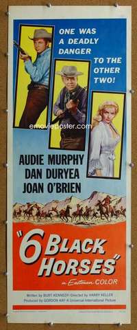 j565 6 BLACK HORSES insert movie poster '62 Audie Murphy, Dan Duryea