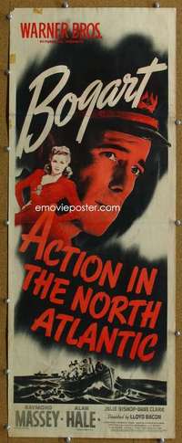 j568 ACTION IN THE NORTH ATLANTIC insert movie poster '43 Bogart