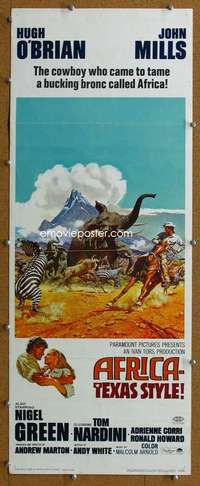 j570 AFRICA - TEXAS STYLE insert movie poster '67 Hugh O'Brian, Mills