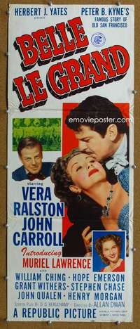 j589 BELLE LE GRANDE insert movie poster '51 Vera Ralston, Carroll