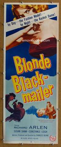 j596 BLONDE BLACKMAILER insert movie poster '58 bad girl man bait!