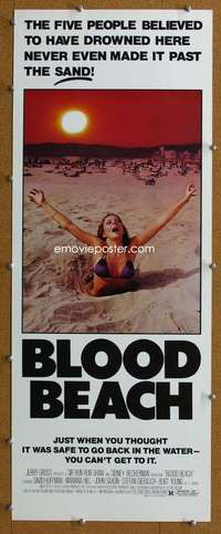 j598 BLOOD BEACH insert movie poster '81 classic quicksand image!