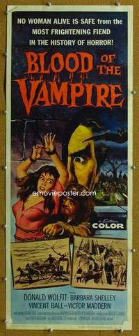 j599 BLOOD OF THE VAMPIRE insert movie poster '58 history of horror!