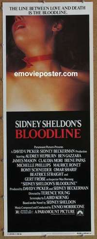 j600 BLOODLINE insert movie poster '79 Audrey Hepburn, Ben Gazzara