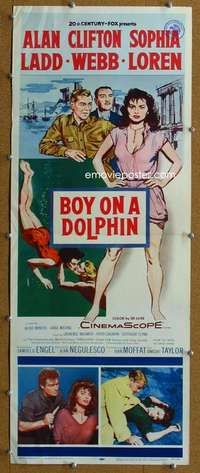 j603 BOY ON A DOLPHIN insert movie poster '57 Alan Ladd, Sophia Loren
