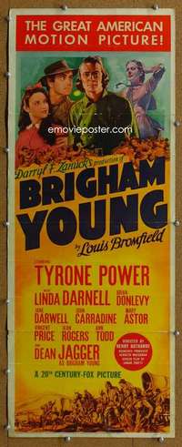 j611 BRIGHAM YOUNG insert movie poster '40 Tyrone Power, Jagger