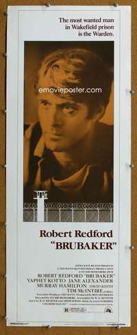 j612 BRUBAKER insert movie poster '80 Robert Redford, Yaphet Kotto