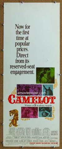 j619 CAMELOT insert movie poster '68 Richard Harris, Vanessa Redgrave