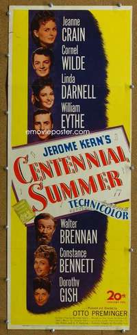 j623 CENTENNIAL SUMMER insert movie poster '46 Jeanne Crain, Wilde