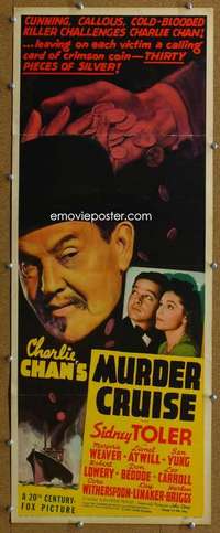 j627 CHARLIE CHAN'S MURDER CRUISE insert movie poster '40 Sidney Toler