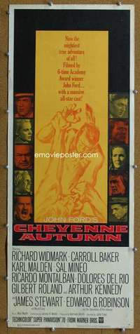 j628 CHEYENNE AUTUMN insert '64 John Ford directed, artwork of soldier fighting Native American