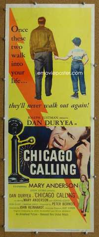 j630 CHICAGO CALLING insert movie poster '51 Dan Duryea, Mary Anderson