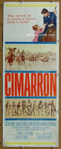 j633 CIMARRON insert movie poster '60 Anthony Mann, Glenn Ford