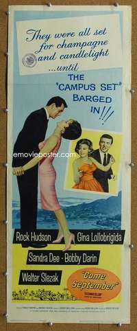 j637 COME SEPTEMBER insert movie poster '61 Sandra Dee, Rock Hudson