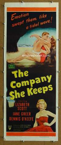 j639 COMPANY SHE KEEPS insert movie poster '51 bad girl Liz Scott!