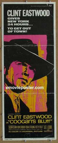 j640 COOGAN'S BLUFF insert movie poster '68 Clint Eastwood, Siegel
