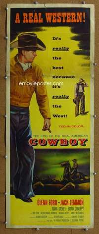 j643 COWBOY insert movie poster '58 Glenn Ford, Jack Lemmon