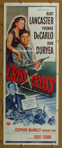 j644 CRISS CROSS insert movie poster '48 Burt Lancaster film noir!