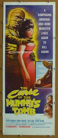 j647 CURSE OF THE MUMMY'S TOMB insert movie poster '64 Hammer horror!