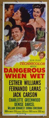 j648 DANGEROUS WHEN WET insert movie poster '53 sexy Esther Williams!