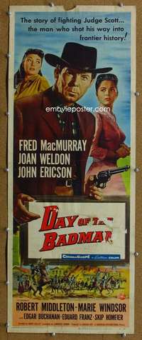 j649 DAY OF THE BADMAN insert movie poster '58 Fred MacMurray