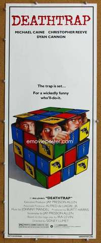 j657 DEATHTRAP insert movie poster '82 cool Rubicks Cube art design!