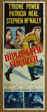 j661 DIPLOMATIC COURIER insert movie poster '52 Tyrone Power, Pat Neal