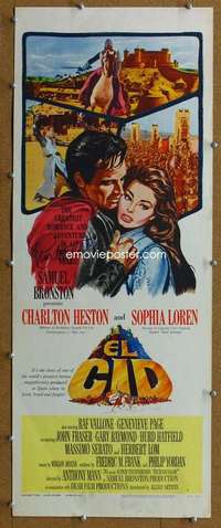 j667 EL CID style B signed insert movie poster '61 Charlton Heston