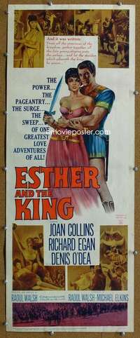 j670 ESTHER & THE KING insert movie poster '60 Joan Collins, Bava