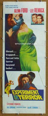 j673 EXPERIMENT IN TERROR insert movie poster '62 Glenn Ford, Remick